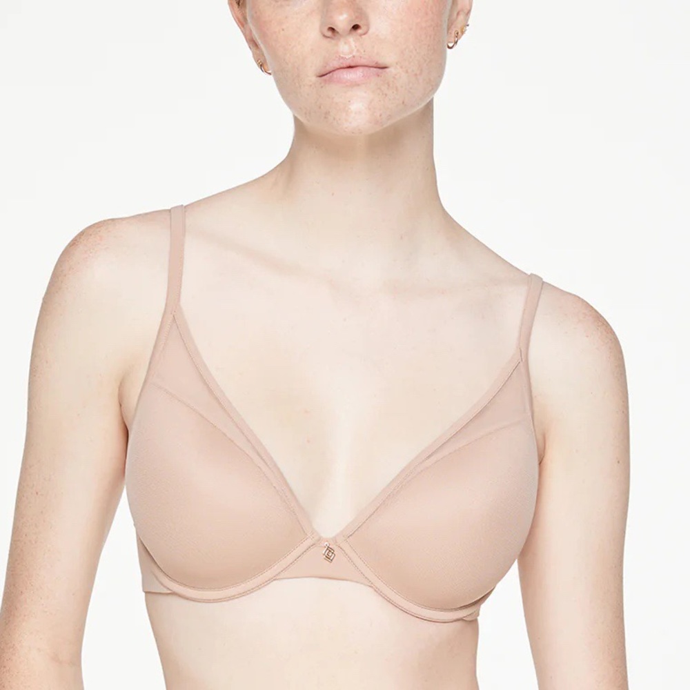 ThirdLove 24/7 Classic Contour Plunge Bra 38C neutral beige tan push-up padded